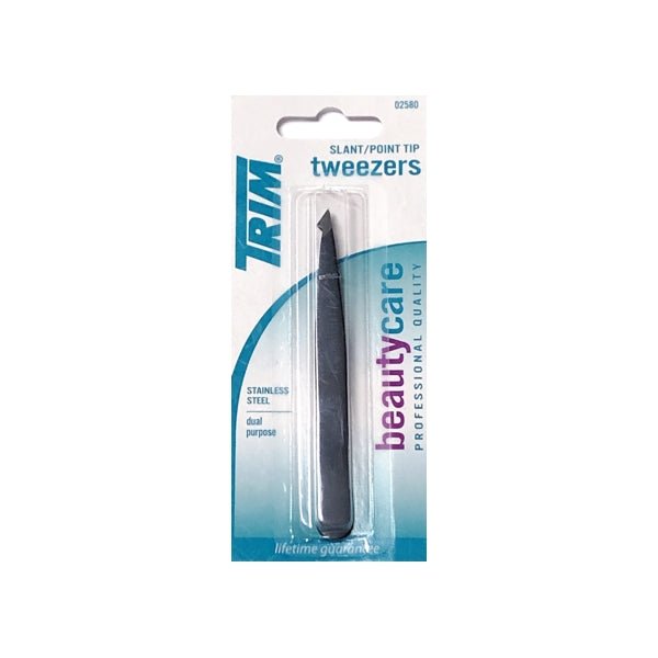 Trim Eyebrow Tweezers - Slant/Point Tip (1 Count) Stainless Steel - DollarFanatic.com