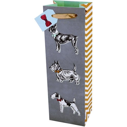 True Bottle Gift Bag - Cakewalk Best in Show Terrier Dogs (14" x 4.5" x 3.5") Fits one 750 ml Bottle - DollarFanatic.com