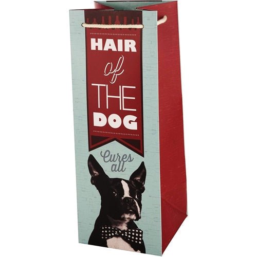 True Bottle Gift Bag - Cakewalk Hair of the Dog Cures All Boston Terrier Dog (14" x 5.25" x 5.25") Fits one 750 ml Bottle - DollarFanatic.com