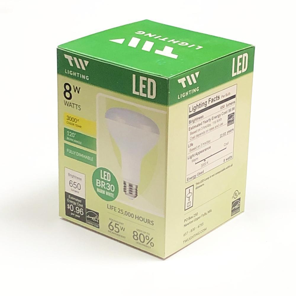 TW Lighting 8W LED BR30 Flood Light Bulb Fully Dimmable Warm White (1 Pack) 65W Equiv. - DollarFanatic.com