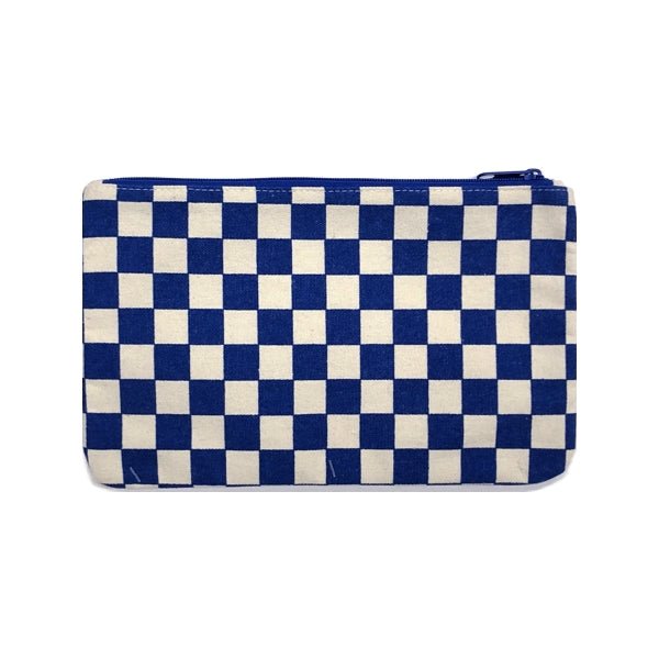 Up & Up Canvas Zipper Pouch - Blue Checkered (10" x 6") PVC Free - DollarFanatic.com