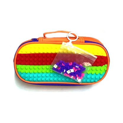 Up & Up Rainbow Zipper Pencil Case with 80 Snap-on Pieces (8.5" x 3.9" x 2.38") Perfect for School Supplies and more! - DollarFanatic.com