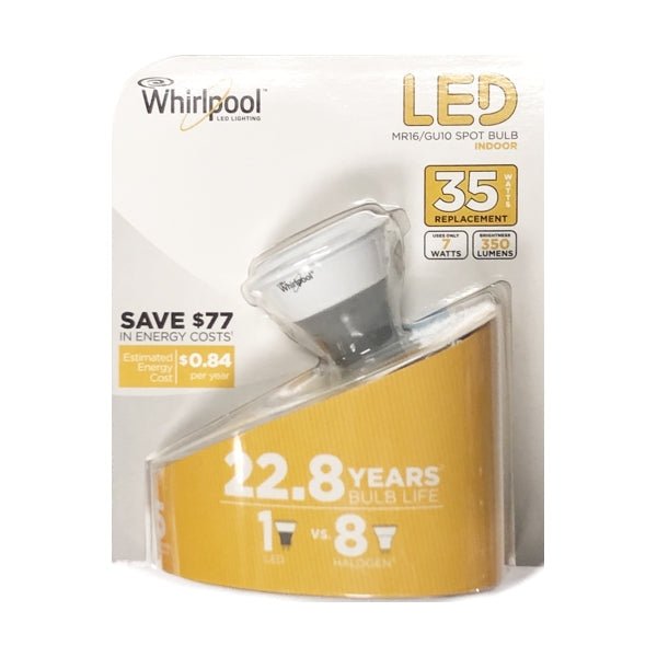 Whirlpool 7W LED MR16 GU10 Spot Light Bulb - Warm White (1 Count) 35W MR16 Replacement - DollarFanatic.com