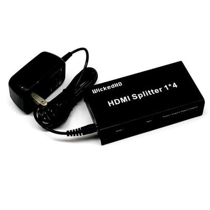 WickedHD HDMI Splitter 1 x 4 Port Full HD 1080 with 3D Support (Ver. 1.4) - DollarFanatic.com