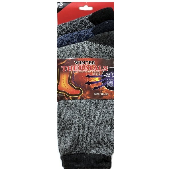 Winter Thermals Mens Warm Socks - Size 10-13 (3 Pair Pack) - DollarFanatic.com