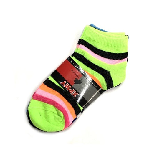 XPMY Kids Ankle Socks - Assorted Striped Colors (3 Pack) Shoe Size 4-6 - $5 Outlet