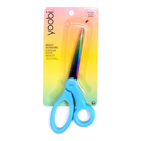 Yoobi Adult Pointed-Tip Comfort Grip Scissors - Blue (8 in.) Stainless Steel Blades - DollarFanatic.com